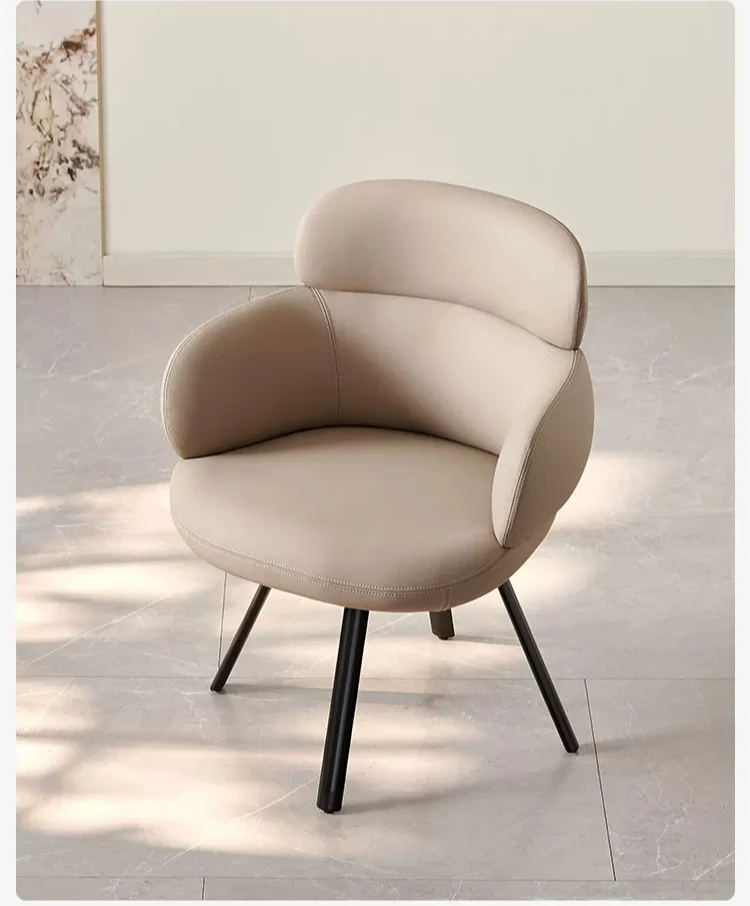 

Minimalist rotating dining chair light luxury home high-end leather armrest leisure chair