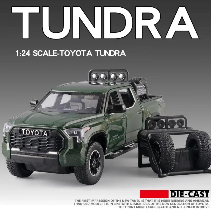 Large 1:24 Toyota Tundra SUV Model Car Diecast Miniature Metal Car Off-Road Vehicle Collection Sound Light Children Toy For Kids