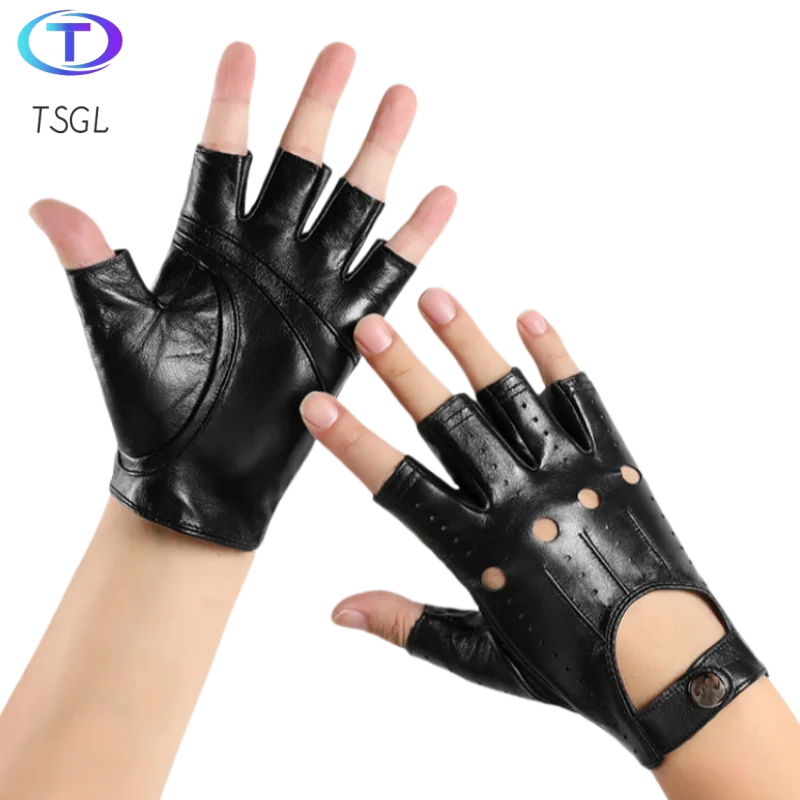 Fashion Leather Half-finger Gloves for Men Spring and Autumn Driving Vintage Harley Motorcycle Boy Finger Glove