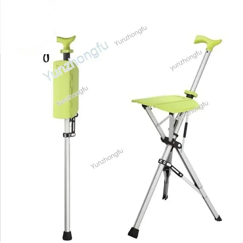 Folding Crutch Chair Elderly Hand Stool Light and Portable Delta Chair Can Sit Non-Slip Walking Stick