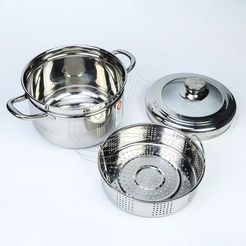 Extra Thick 304 Stainless Steel Japanese Steamer Pot 24cm, Universal For Commercial & Household Use