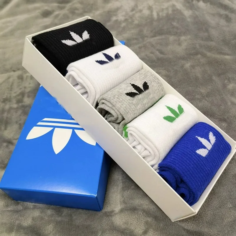 5 أزواج للجنسين جوارب رياضية العصرية الرجل منتصف أنبوب جوارب بيضاء بلون القطن تنفس اليوغا الجوارب الكلاسيكية زوجين الجوارب #2