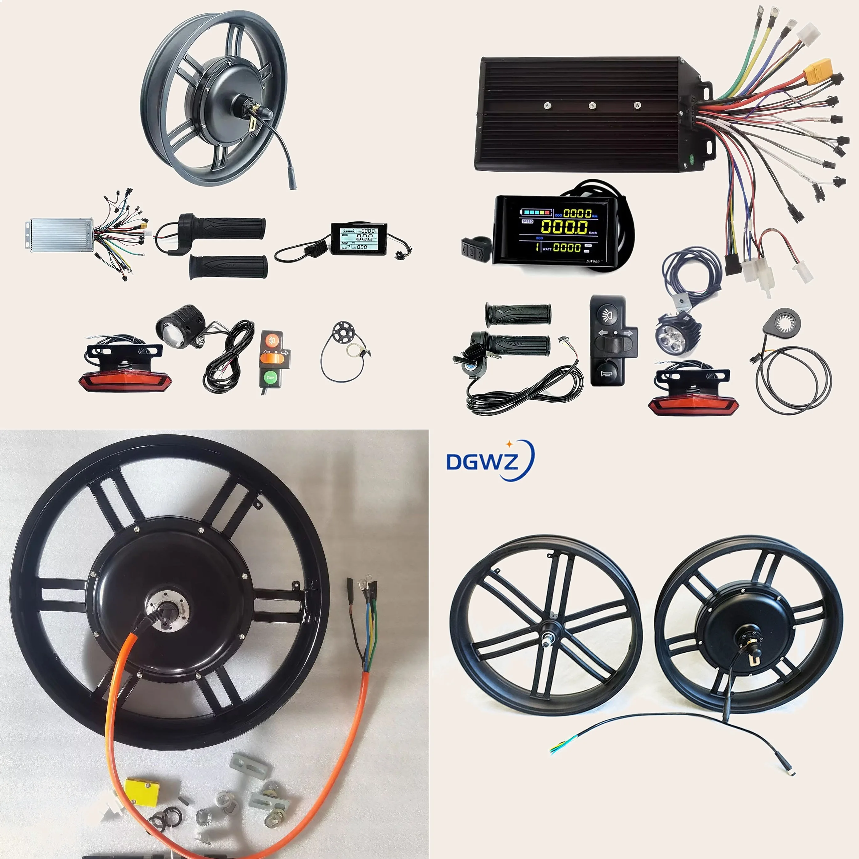 20 inch Fat Tire Snow Bike Conversion Kit 500W 1000W Brushless Gearless Hub Motor Disc Brake