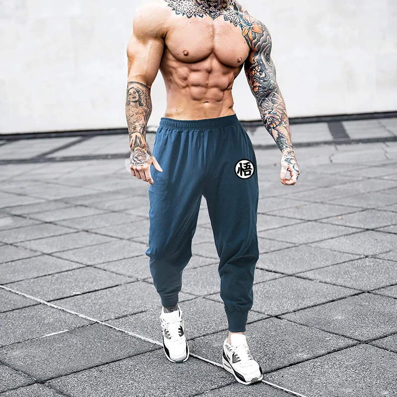 Gym Bodybuilding Fitness Trousers Mens Breathable Casual Training Pants Summer Thin Loose Quick-dry Cuffed Running Sweatpants