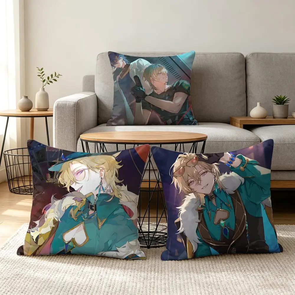 Honkai Star Rail Aventurine Cushion Cover Summer Linen Pillow Case Organic Fabric Cushion Cover Double-Sided Sofa Home Decor