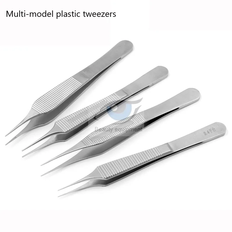 Stainless steel beauty plastic shaping fine tweezers plastic shaping tweezers seam tweezers fat tweezers tooth horizontal stripe