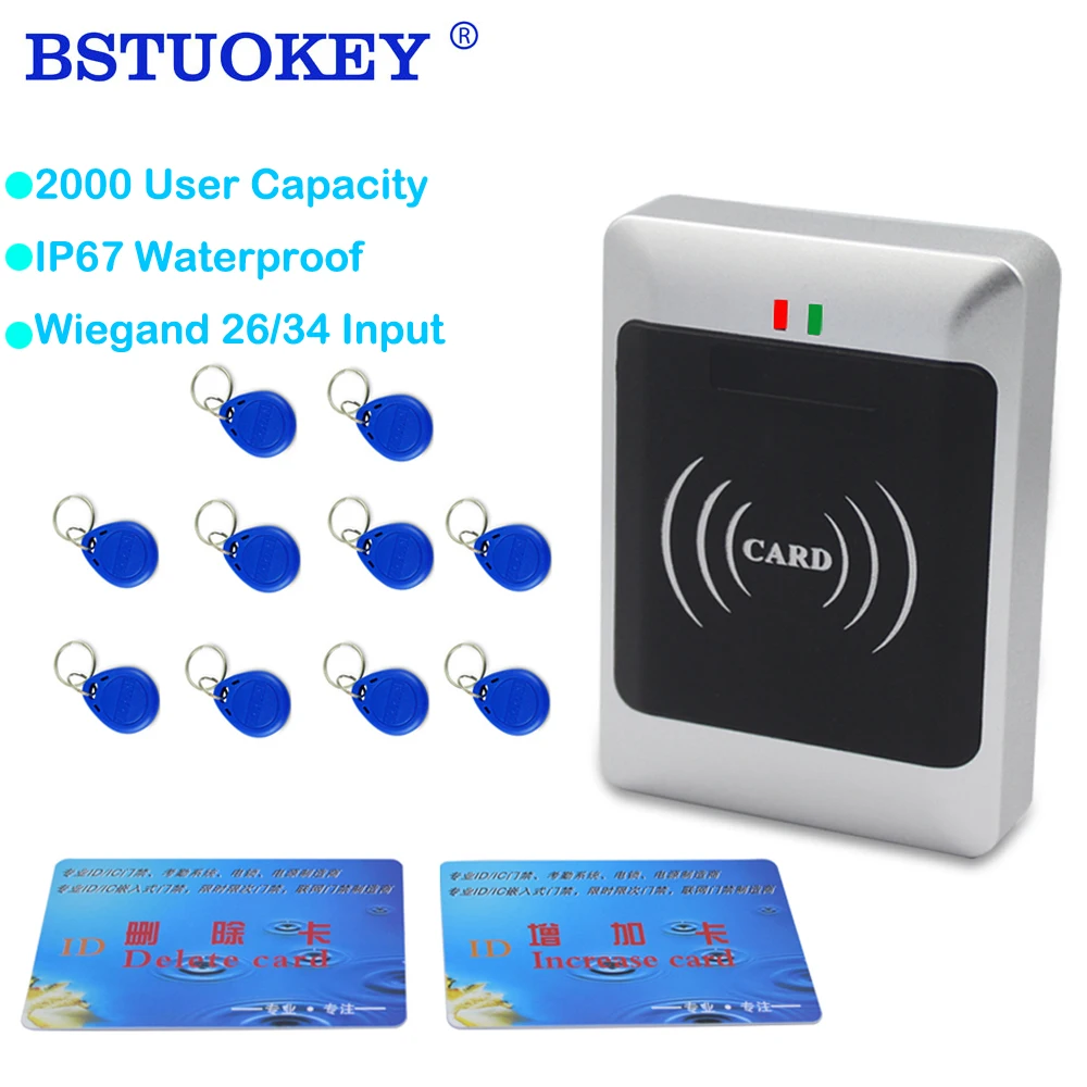 

Waterproof RFID Standalone Door Access Control Reader Two Mother Card Support External Wiegand Reader Access Controler 2000 User