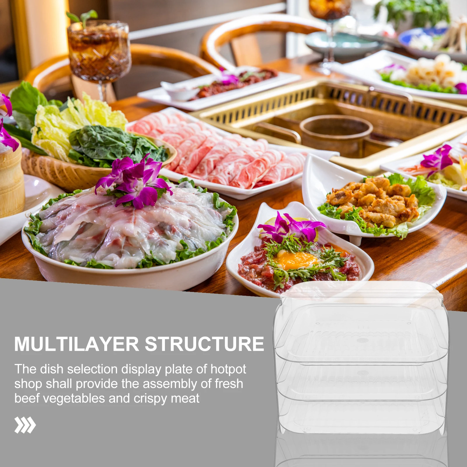 

1pc Food-Grade Multi-Layer Hotpot Food Rack Convenient Food Serving Plate Drawer-Type Storage Organizer For Home Restaurant Use