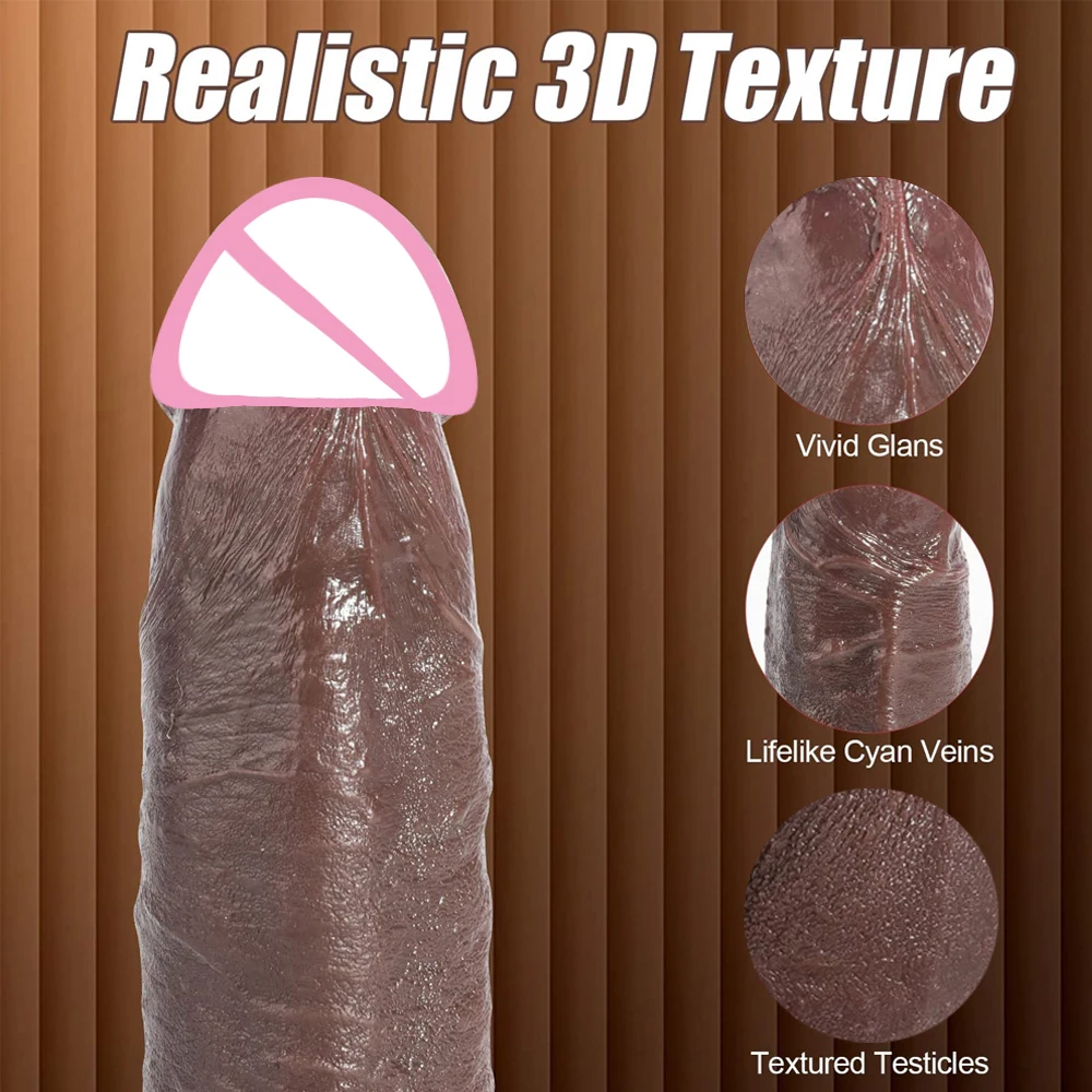 7.3inch Soft Realistic Dildo Silicone Anal Dildo with Suction Cup Dark-Brown Fake Penis Adult Sex Toys for Beginner Dildos Women