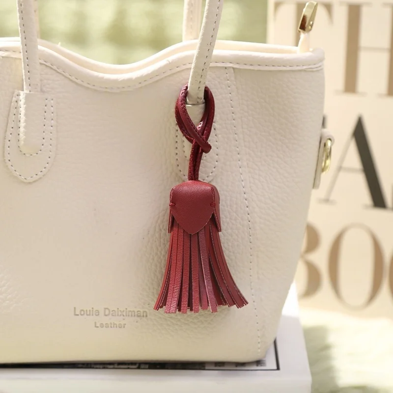 Fashion Bag Pendant Hanging Rope Tassels Leather Tassel Ornament Key for DIY Accessories Home Decoration Fringe Bag Gift