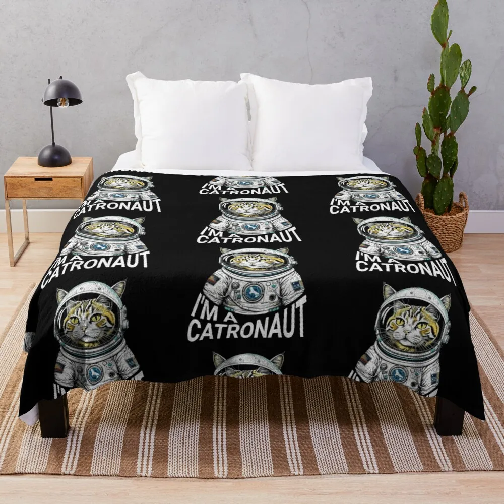 

Cat Astronaut In Space Throw Blanket for sofa Extra Large Throw Sleeping Bag Soft Plaid Blankets