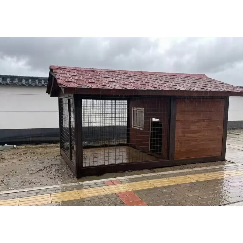 Outdoor Waterproof Rainproof All Seasons Large Stainless Steel Sustainable Collapsible Dog House Villa Kennel Shelter Golden