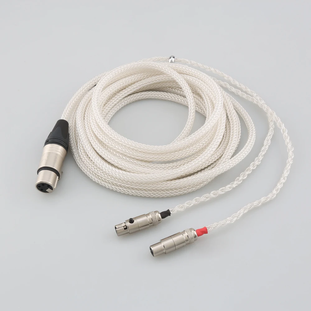 Audiocrast Cable de plata 100% pura de 16 núcleos para cable de extensión de actualización de auriculares Abyss ab-1266