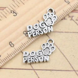 20pcs Charms Dog Paw Person 14x17mm Tibetan Silver Color Pendants Antique Jewelry Making DIY Handmade Craft