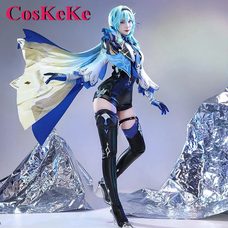 CosKeKe Eula Cosplay Anime Game Genshin Impact Costume Sweet Gorgeous Combat Uniform Women Halloween Party Role Play Clothing