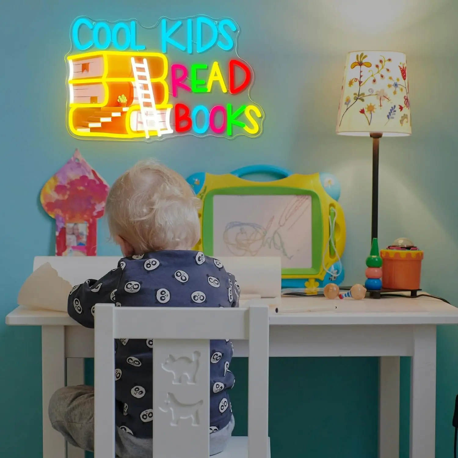 Cool Kids Read Books LED Neon Sign USB Neon Light Kids Bedroom Classroom Library Wall Decor Children Book Lover Birthday Gift