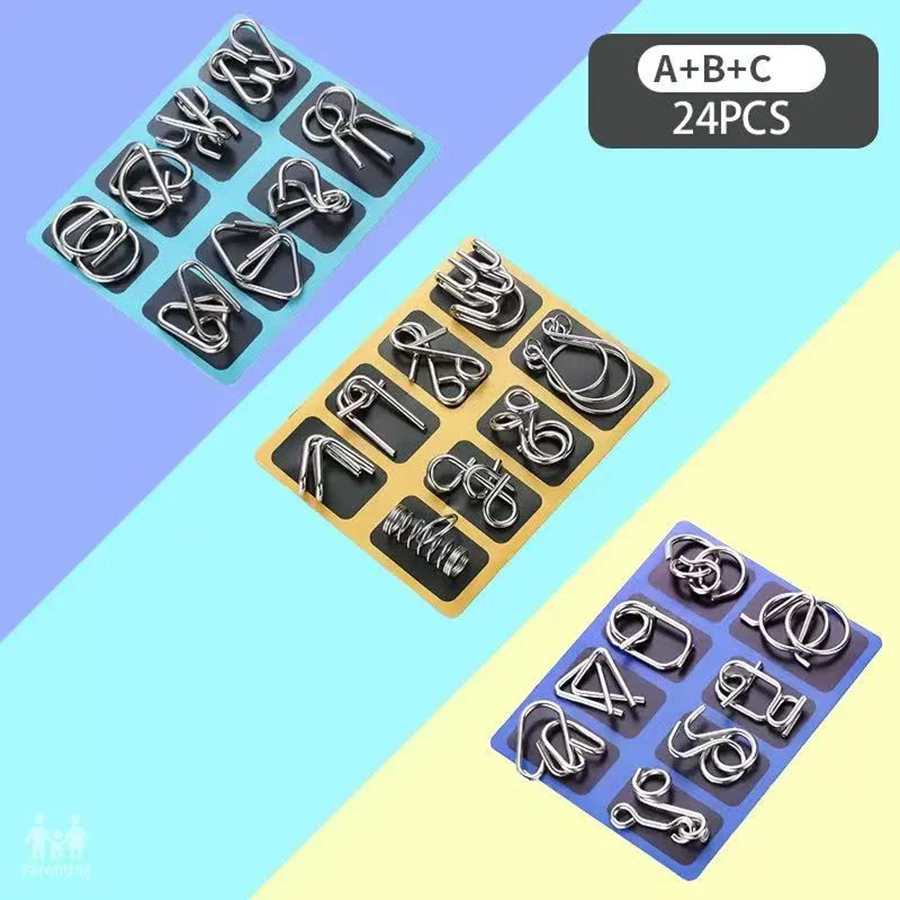 

Набор металлических головоломок Монтессори (24 или 8 шт.) – развивающая игра для взрослых, интерактивная головоломка для развития интеллекта и снятия стресса