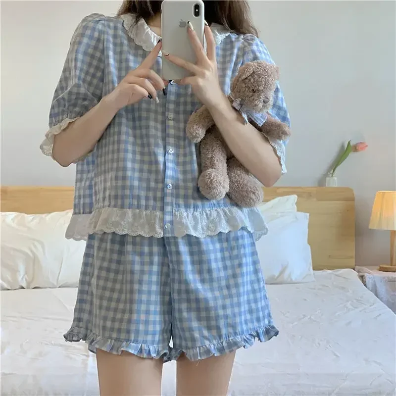 Pajama Sets Women Fashion Short-sleeve Simple Ins Korean Style Teens Casual Schoolgirls New Homewear Soft Daily Summer Nightwear