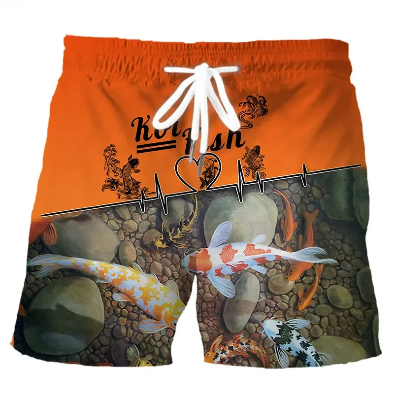 Hawaii Fishing Men\'S Shorts Summer 3D Fish Print Beach Casual Shorts Men\'S Clothing Street Elastic Drawstring Shorts Ventilate