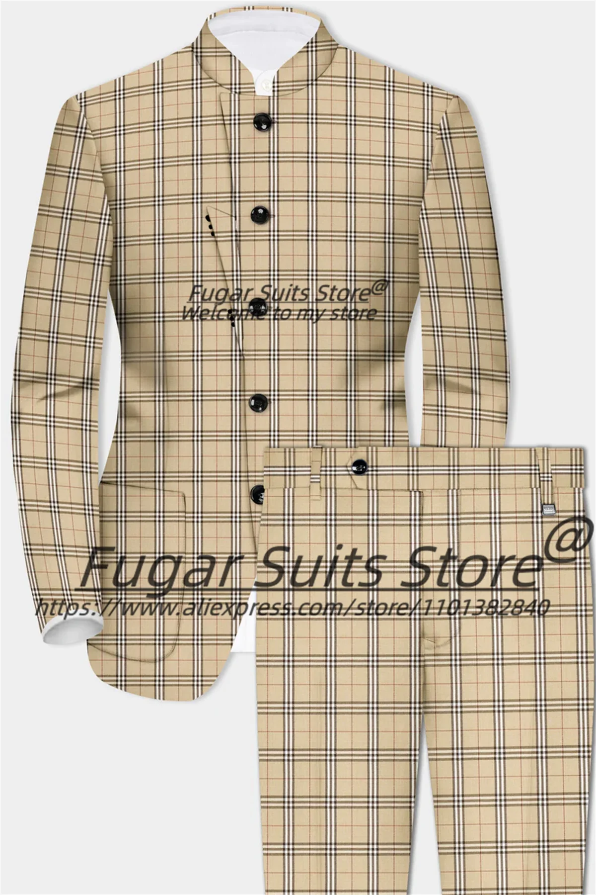 

Italian Style High-end Plaid Male Prom Blazers Customized Casual Slim Groom Wedding Tuxedos 2 Pieces Sets Business Costume Homme