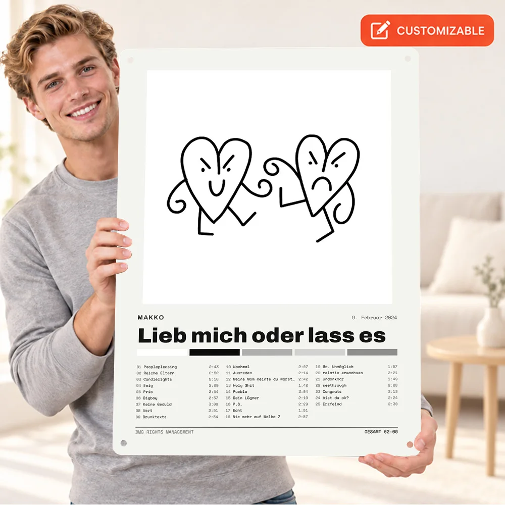Makko Lieb Mich Oder Lass Es Aluminum Poster Personalized Metal Sign Album Cover Design Wall Art For Bedroom Music Lover Gift
