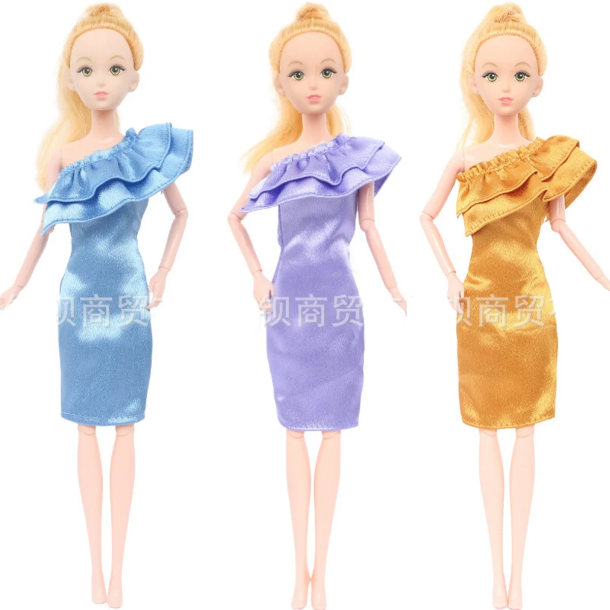 Sweet Evening Gown Fashion Elegant Ruffled Off-the-Shoulder Dress For 1/6 FR Babi Supermodel Doll 30cm Doll Clothes Accessories