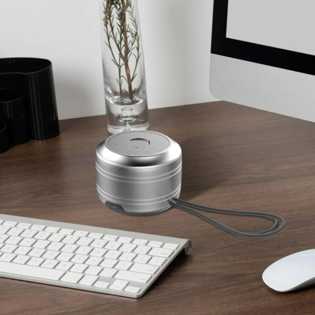 مكبر صوت ذكي لاسلكي فضي ، سبائك الألومنيوم ، مكبر صوت متوافق مع بلوتوث ، ضوء ، حر اليدين ، مضخم صوت ، دعم TF للتجمع