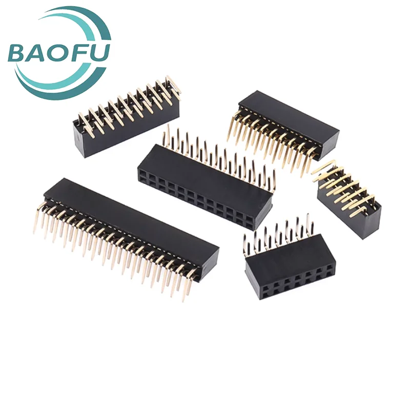 10pcs double row female 2.54mm bent pin female socket connector socket 90 degree horizontal 2 * 2p3P4P5P6P8P-2x40P