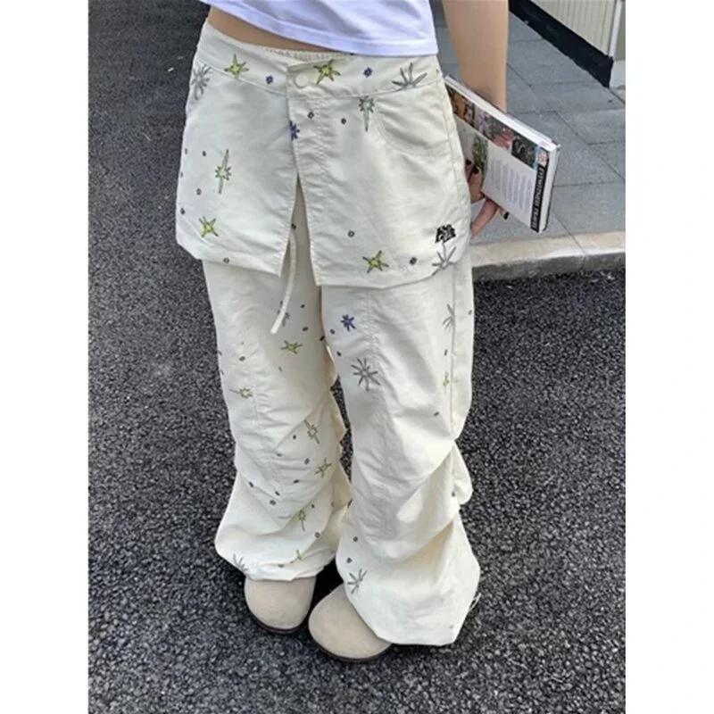 

Korean Trendy Cool Print Women's Pants Street Personality Y2K Design Pants for Women Autumn New Casual Sweet Popular Trousers