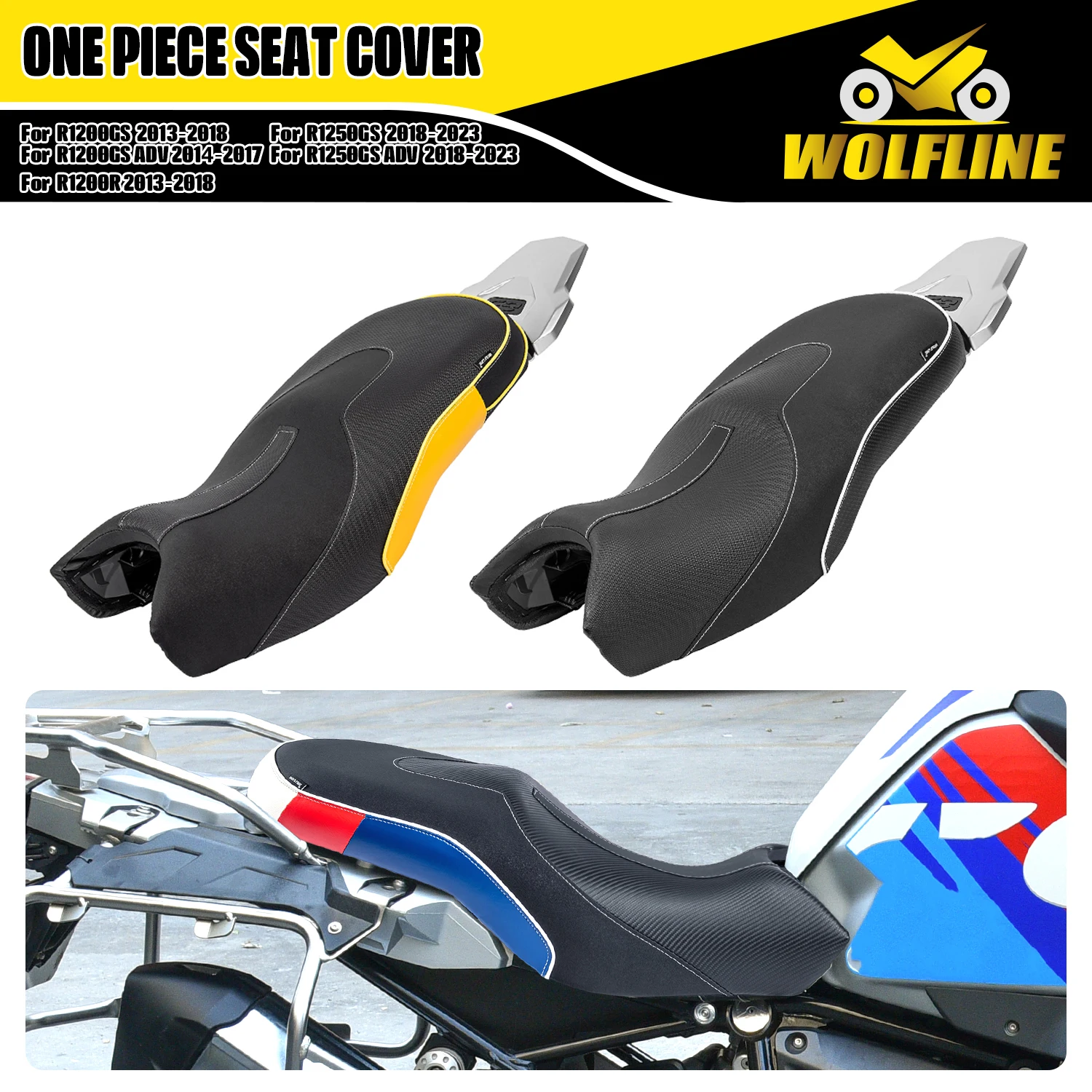 WOLFLINE Seat Cushion Pillion Pad 2-Up Saddle Cover for BMW R1200GS LC R 2013-2018 R1200GS ADV 2014-2017 R1250GS/ADV 2018-2024