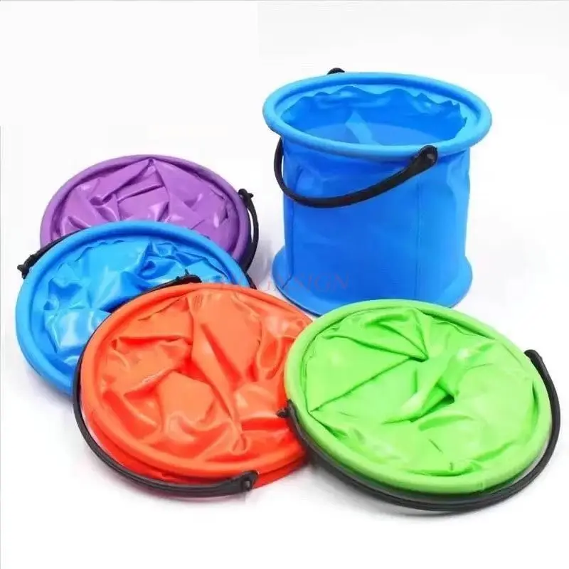1pcs Foldable bucket, children's handheld bucket, outdoor fishing bucket, beach toy, drawing bucket, pen washing bucket