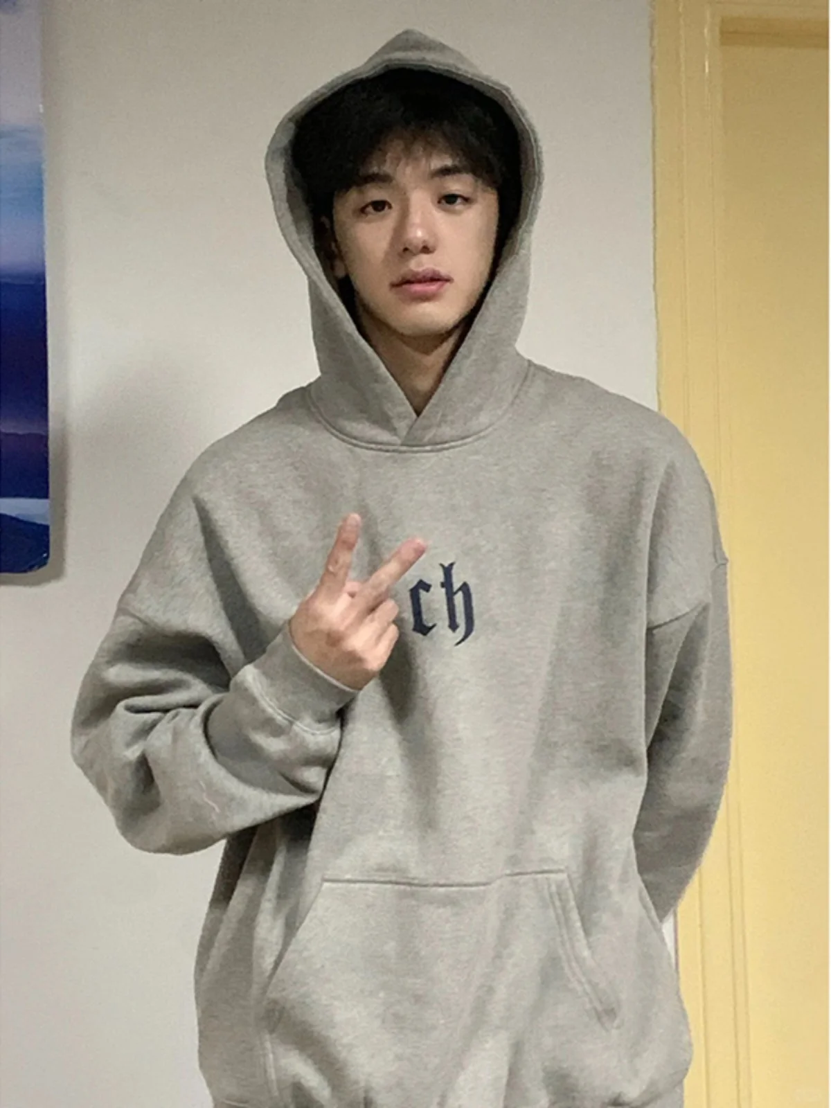 

ey Thiened Sweatirt Men's Autumn Winter 520g Heavyweight Thi Suede Jaet American Retro Hooded Base irt