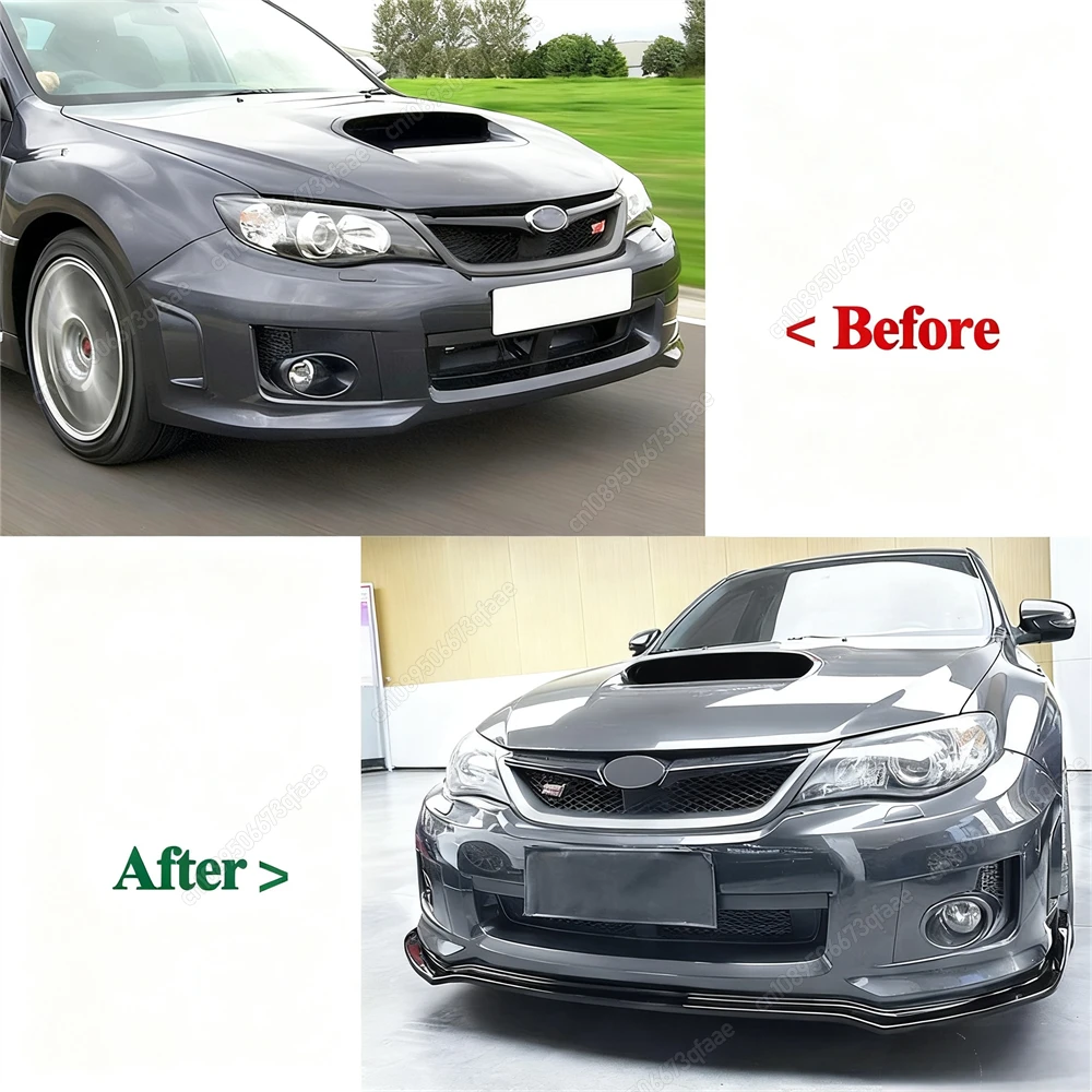 Para Subaru Impreza WRX STI 2011 2012 2013 2014 Spoiler Dianteiro em ABS Preto Brilhante 3 Peças Kit de Tuning