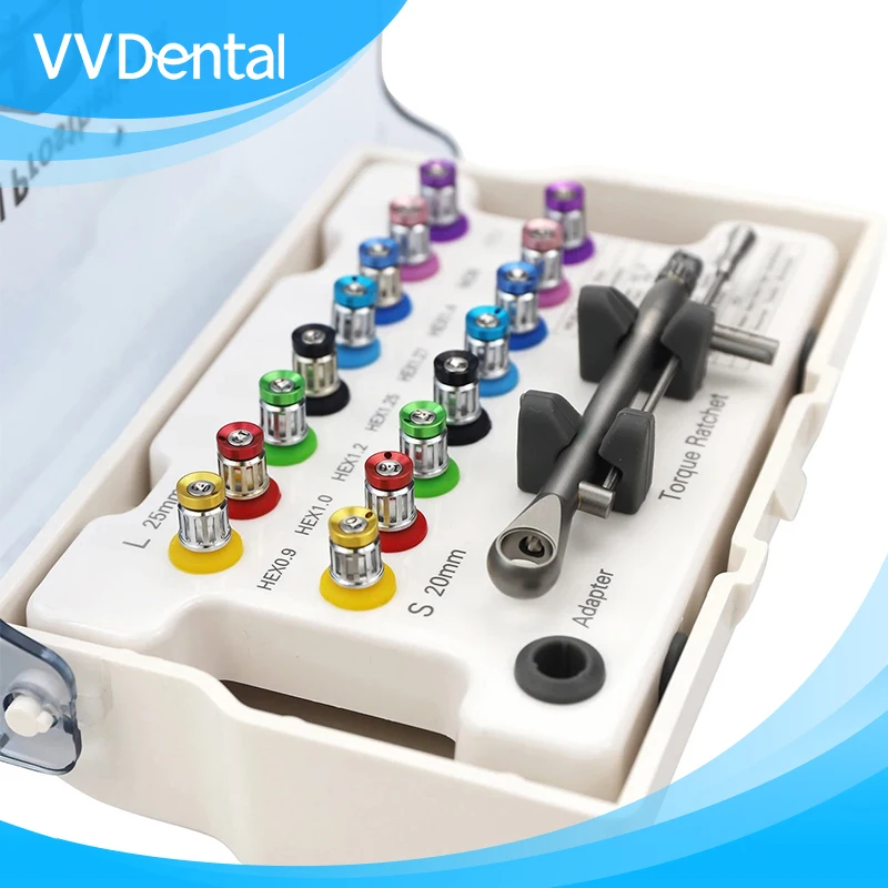 

135℃ Disinfection for Repeated Use Dental Implants,Torque Wrench,Ratchet 10-70N*CM,with Drivers & Wrench Kit 16 Screwdrivers