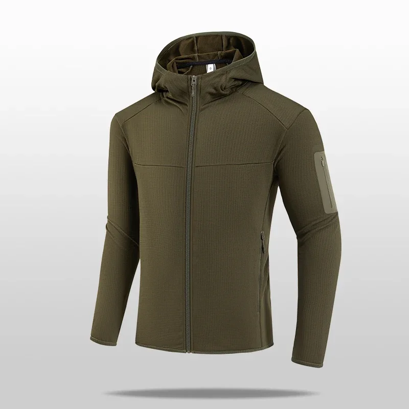 Men Outdoor Soft Shell Jacket Integral Fleece Lining Quick - Drying Breathable Running - Ready Casual Long - Sleeved Windbreaker