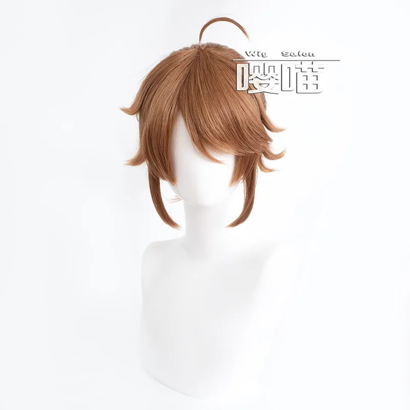 Peluca de Cosplay de Prisionero Luca Balsa, juego Identity V, 32CM, marrón claro, pelo sintético resistente al calor, pelucas de Cosplay para Halloween, hombres y mujeres