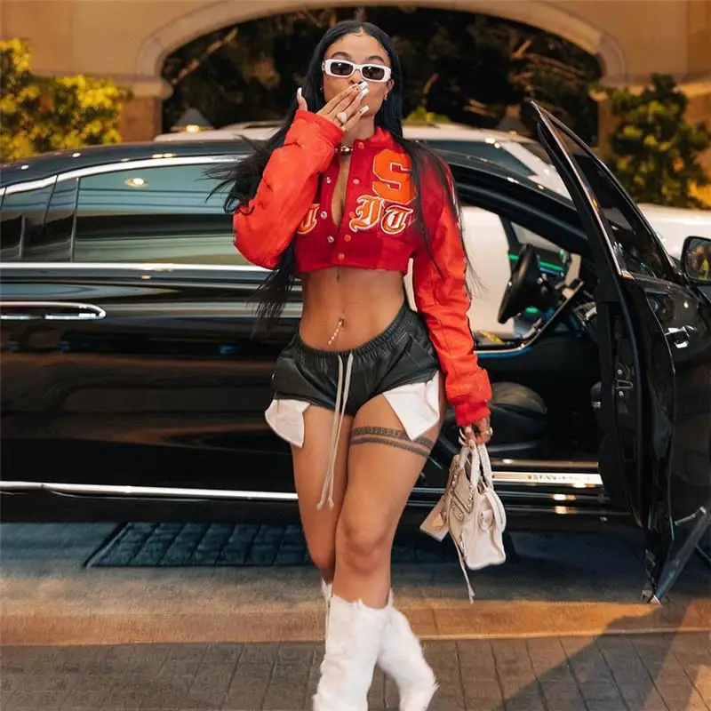 

Сексуальный укороченный топ-жакет свободного кроя с круглым вырезом для женщин, осенняя повседневная верхняя одежда, удобная посадка, длинный рукав, ультра-стройнящий эффект