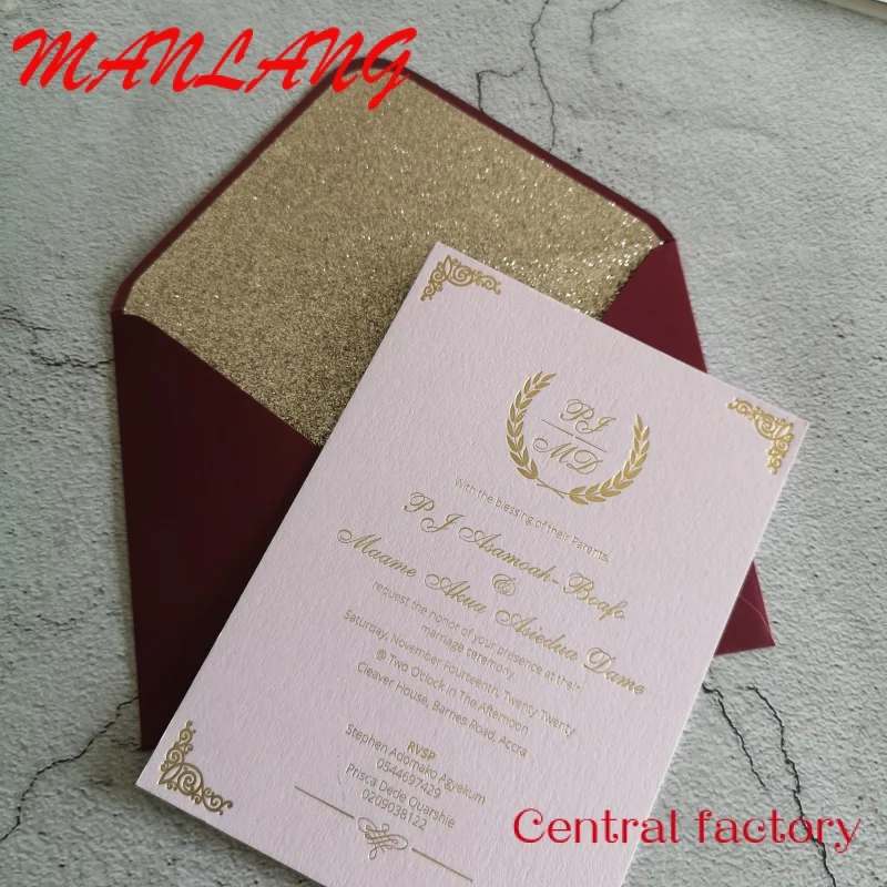 Custom  Elegant Luxury rose gold foiling letterpress save the date wedding invitation cards greeting cards thank you cards custo