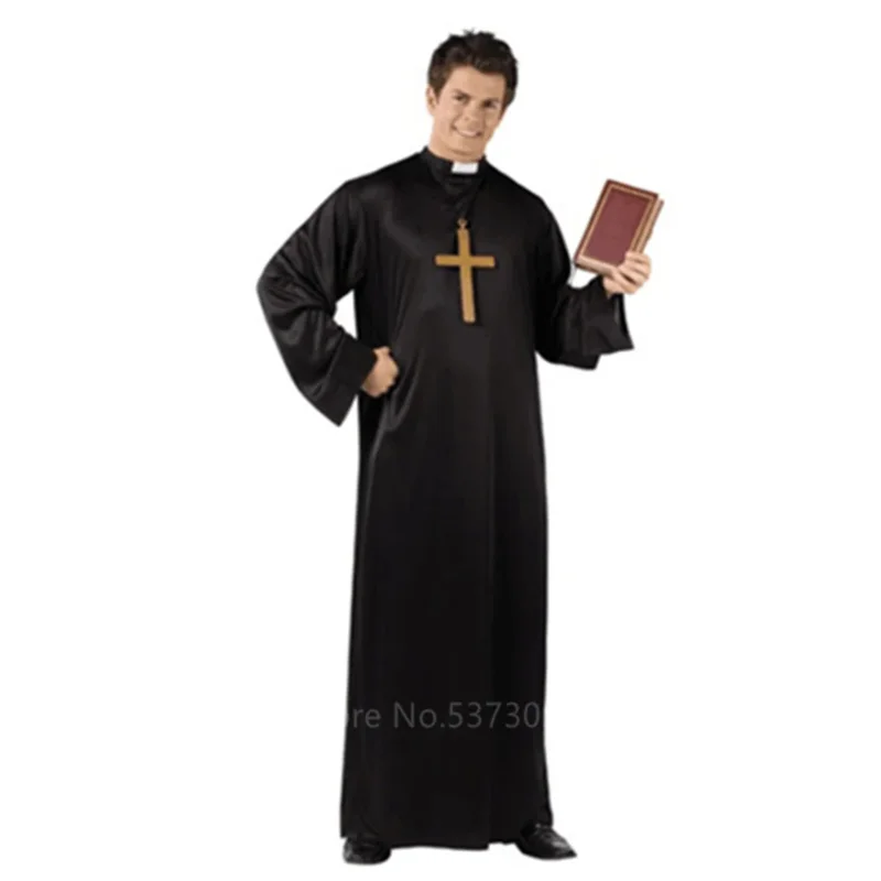 Costumi Cosplay di Halloween per le donne vestiti carnevale sacerdote Nun abiti lunghi religiosi chiesa cattolica abbigliamento uomo cattolico