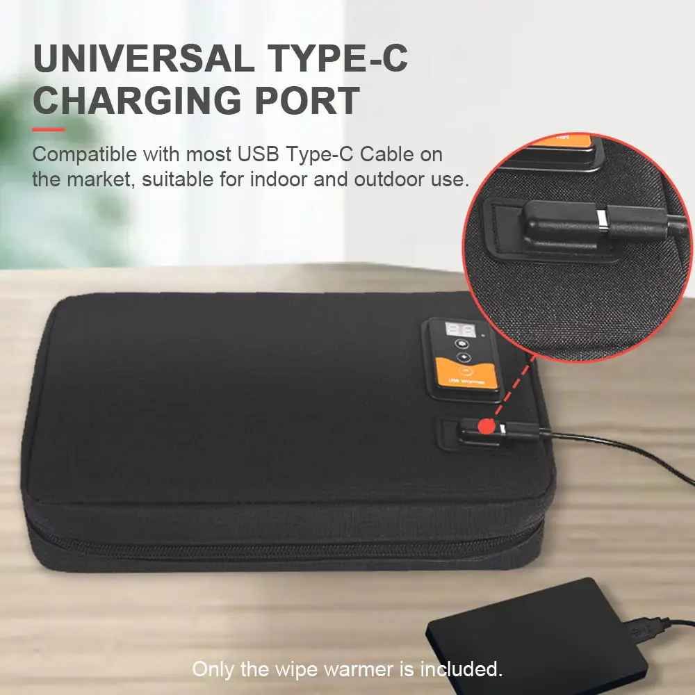 جهاز تسخين مناديل USB محمول للمسح الرطب للأطفال ، سعة كبيرة ، من 30 ℃ إلى 60 ℃ ، درجة حرارة قابلة للتعديل #2