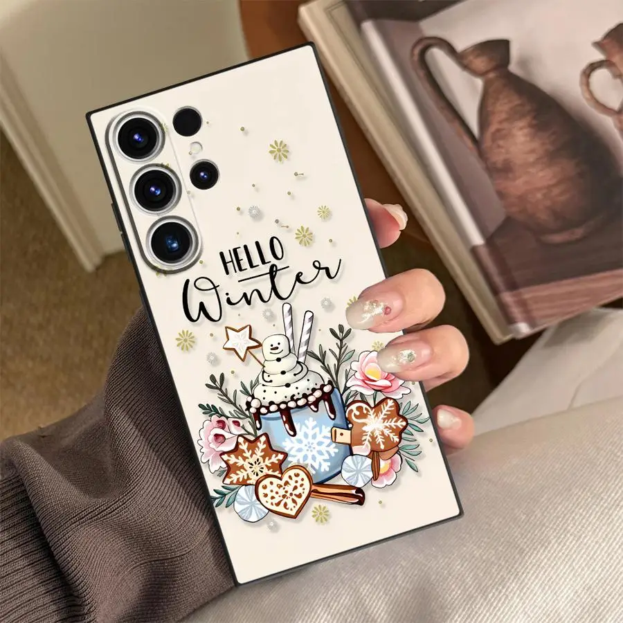 Cute Snowman Funda Phone Cover Case for Samsung Galaxy S26 Ultra S10 S9 Note 20 8 9 10 S25 Plus S23 S21 FE S24 S20 Ultra