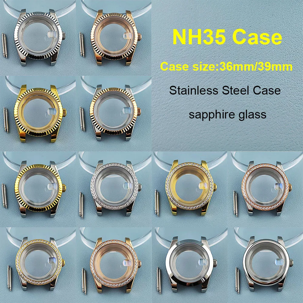 new-nh35-case-36mm-39mm-stainless-steel-men's-automatic-watch-sapphire-glass-suitable-for-nh35-movement-accessories
