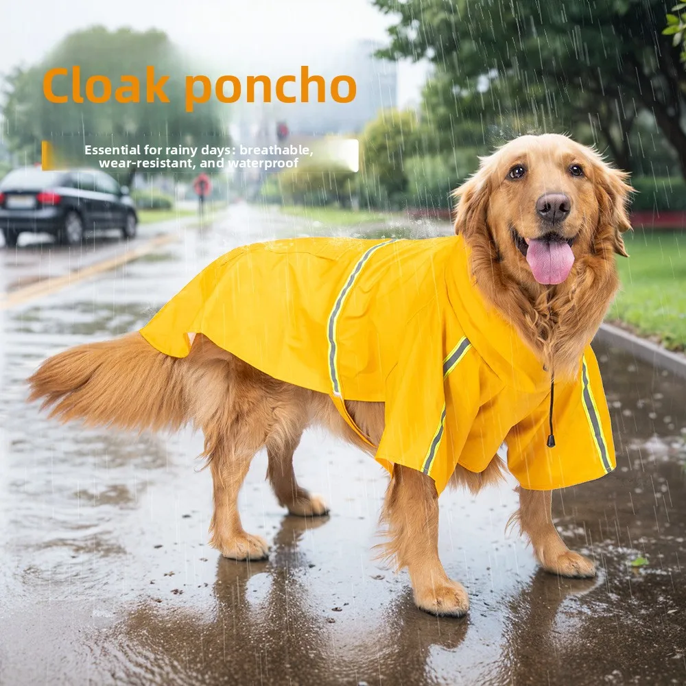 

Outdoor Small to Medium Sized Dog Raincoat Cape with Reflective Strip Windproof and Waterproof Dog Clothes Hooded Pet Raincoat
