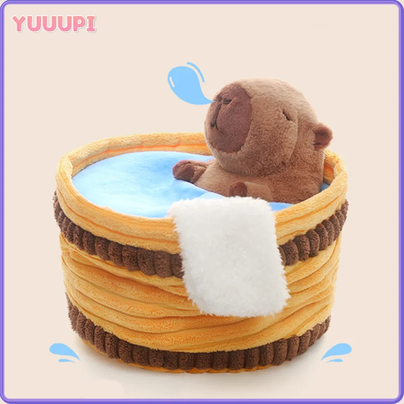 Kawaii Capybara Plush Toy Cute Capybara Taking A Bath Soft Stuffed Animal Funny Ornaments Home Decoration for Kids Birthday Gift