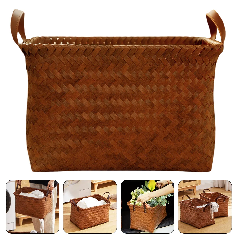 

Woven Basket Laundry Baskets Weaving Storage Multipurpose Makeup Organizing Sundries Pp Desktop Child