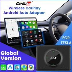 CarlinKit T2C Wireless CarPlay Android Auto Adapter Voice Control for Tesla All Module Spotify Google Maps Waze TMAP