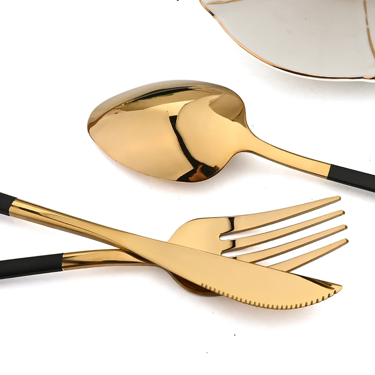 24Pcs Dinnerware Sets Stainless Steel Tableware Knifve Fork Coffee Spoon Gold Cutlery Mirror Flatware Kitchen Dinner Silverware