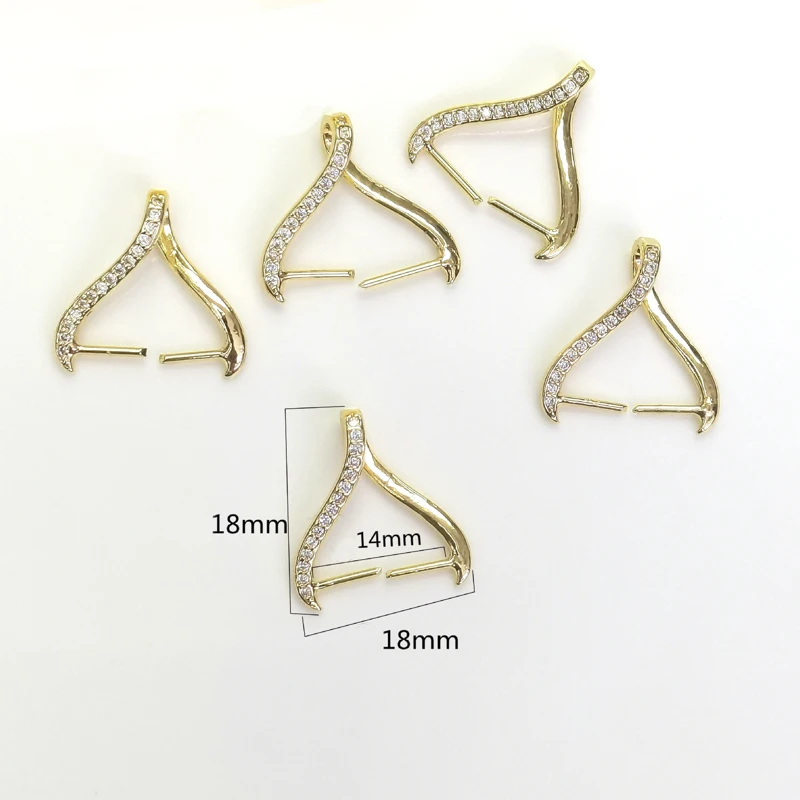 Brass Micro Pave CZ Pendant Pinch Bails Ice Pick Charm Buckles Clip Connector Supplies Clasps Bail For Necklace Jewelry Making