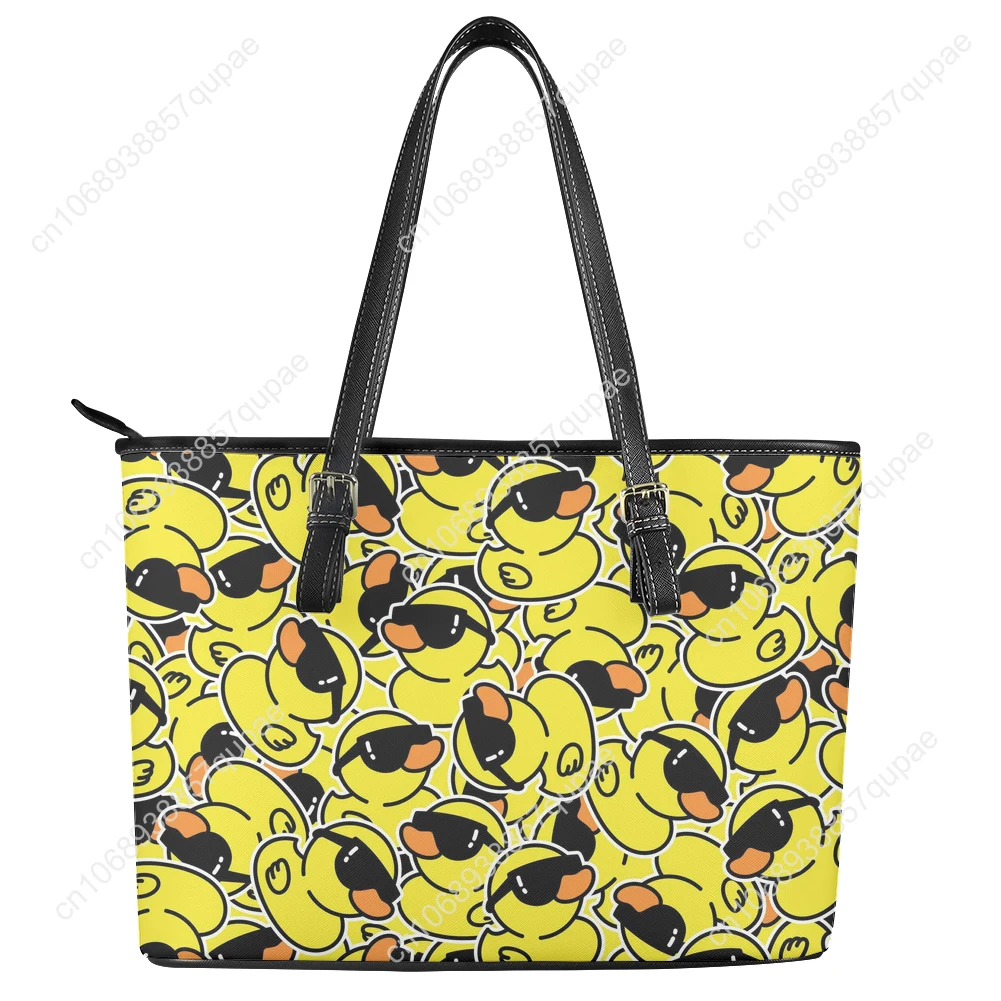 

Yellow Duck Printed Custom Handbag Womens Mens Personalized Tote Bag Shoulder Bag Business Leather Purse Travel Bag Gift
