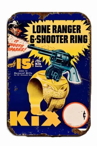 LONE RANGER RING ONLY 15 CENTS Vintage Advertising  All Metal Tin Sign  8 x 12